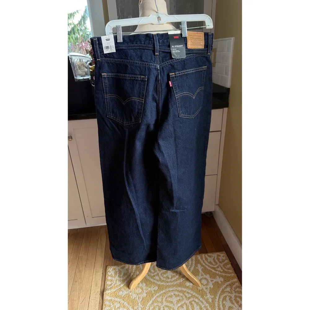 Levis Premium Straight Jeans Mens 30x31 Dark Wash Mid Rise Loose Fit A87010007